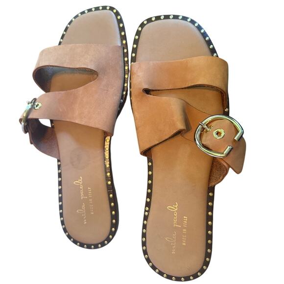 Mila Paoli Buckle slide Made in italy 10 slide sandle vacation resort - Picture 1 of 4